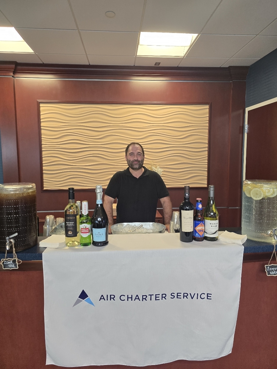 Bartender at a clean service table